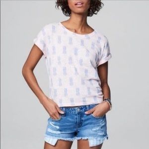 Pacsun Cape Juby Pink T Shirt with Blue Pineapples (Women’s S)